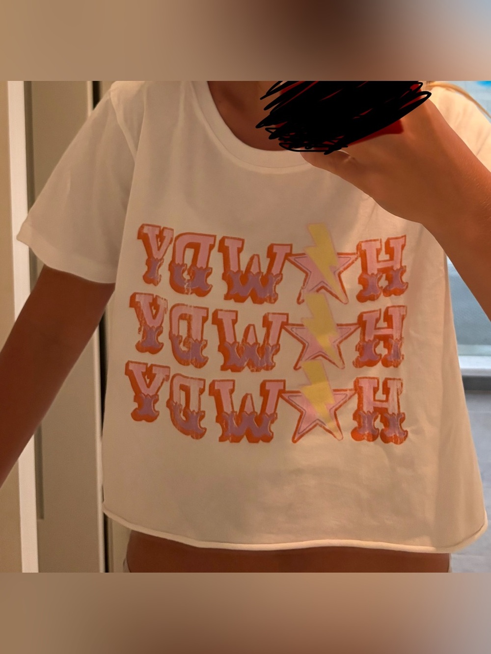 Altar'd State HOWDY White Tee with Orange Letters & Yellow Star